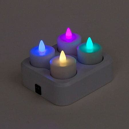 Remote Control Color-Changing LED Rechargeable Tea Light Set, 4-Count - Walmart.com