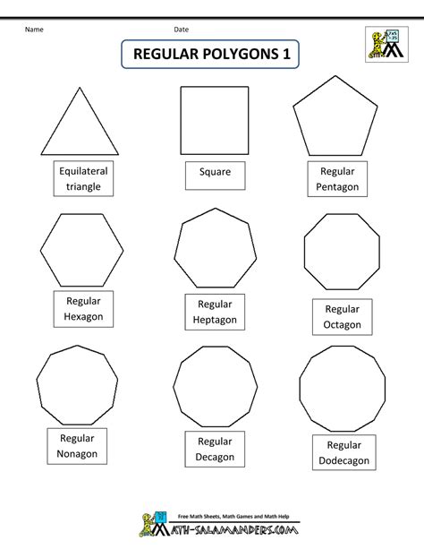 2d shape sheets regular and irregular shapes