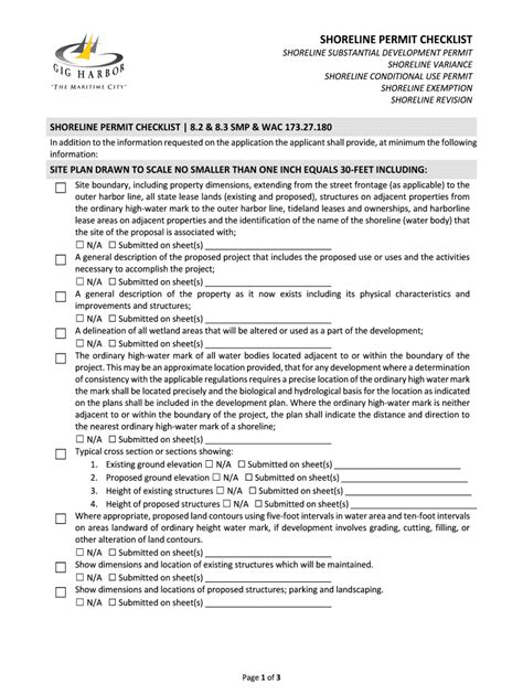 Fillable Online SHORELINE PERMIT CHECKLIST Fax Email Print - pdfFiller