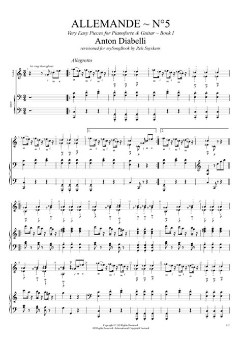 Allemande Tab by Anton Diabelli (Guitar Pro) - Guitar & Keyboard | mySongBook