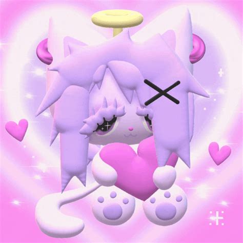 Cute Purple Cat Pink Heart GIF | GIFDB.com