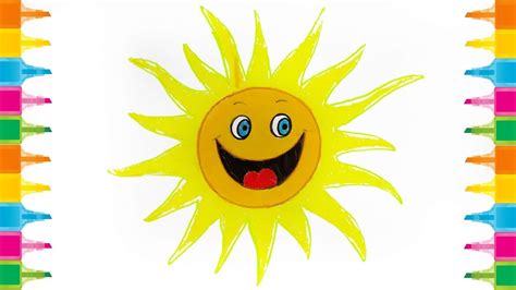 How to Draw a Sun for Kids | Smiling Sun Drawing very easy - YouTube