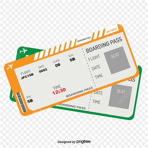 Flight Ticket Clipart Vector, Simple Color Flight Ticket Boarding Pass ...