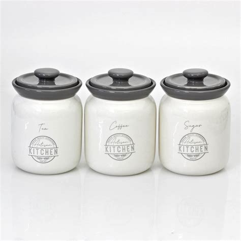 Artisan Kitchen Storage Ceramic Canisters Tea Coffee Sugar Pots Jar ...