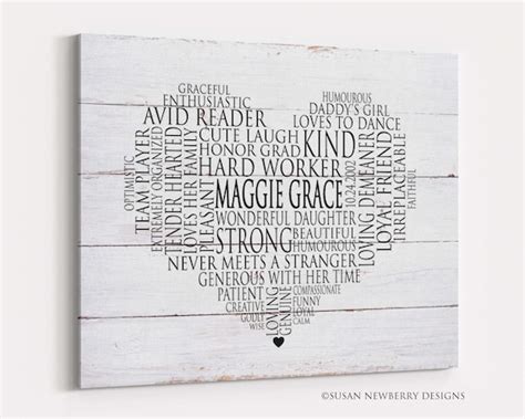 Custom Heart Shaped Word Cloud Typography PRINT OR CANVAS - Etsy