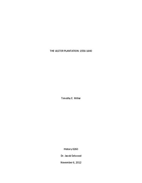 (DOC) The Ulster Plantation: 1556-1640