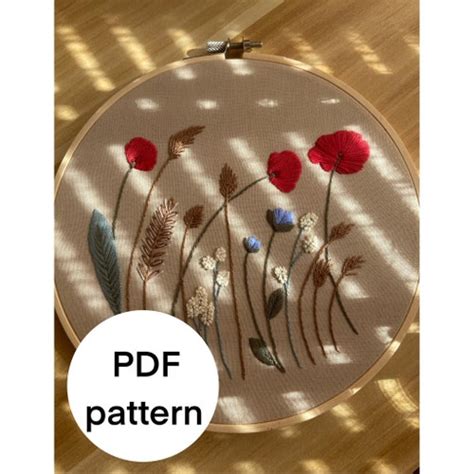 Poppy Flower Embroidery Pattern - Etsy