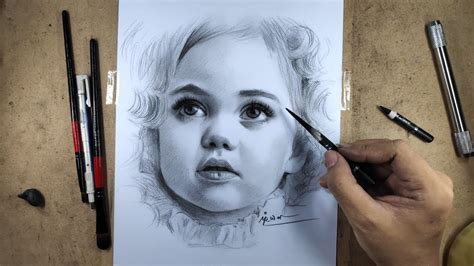 Realistic Portrait Drawing with Charcoal Pencil - YouTube