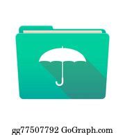 3 Folder Icon With An Umbrella Clip Art | Royalty Free - GoGraph