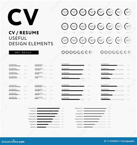 Curriculum Vitae Useful Design Elements Set - Skills Icons Stock Vector - Illustration of ...