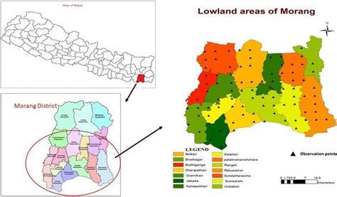 The Morang district in the map of Nepal as prepared using the ArcGIS... | Download Scientific ...