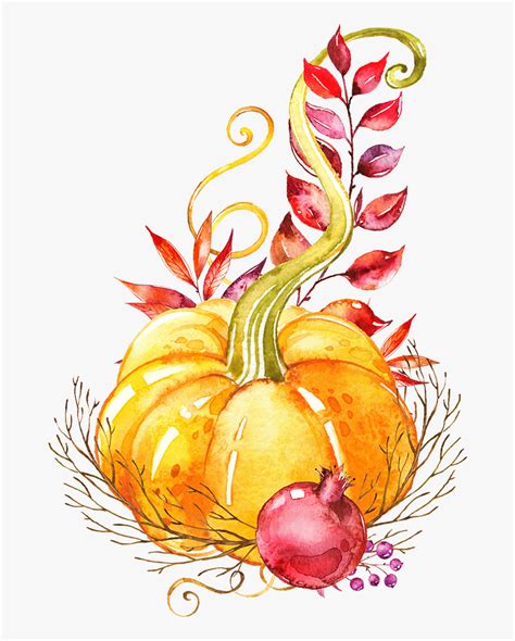 Watercolor Pumpkin Clipart Free, HD Png Download - kindpng