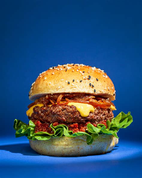 Beef Burger with Caramelized Onions and Sun-Dried Tomato Ketchup - Colavita Recipes