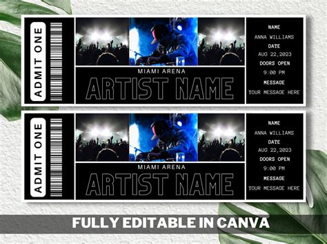 Editable Concert Ticket Template Printable Music Event - Etsy