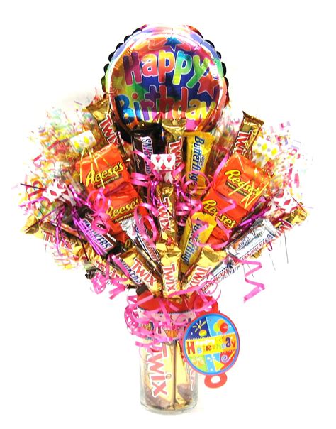 Confetti Happy Birthday Candy Bouquet. | Birthday candy bouquet, Candy bouquet, Candy bar bouquet