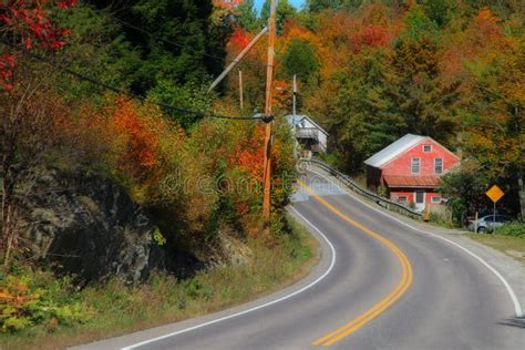 Scenic Drive Across New England Fall Foliage Stock Photo - Image of ...