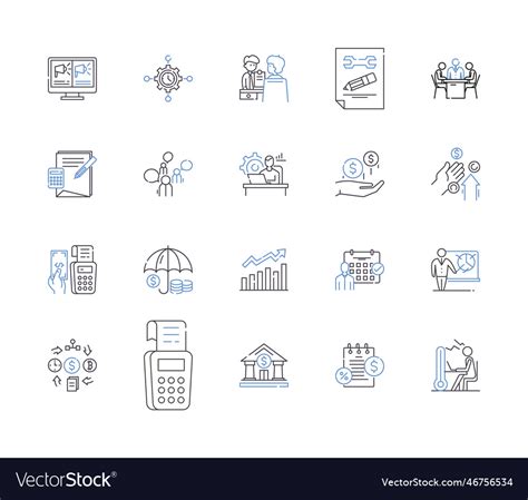 Accounting business outline icons collection Vector Image