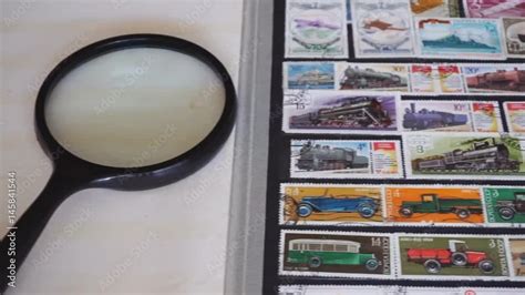 Stamp collecting. Collection of postage stamps. Postage stamp ...