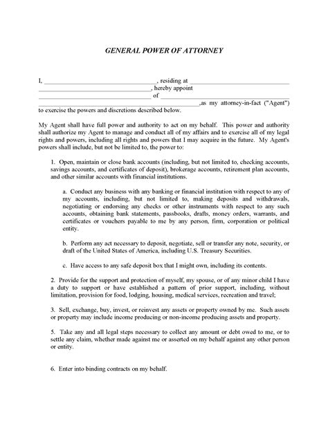 Power Of Attorney Printable Forms