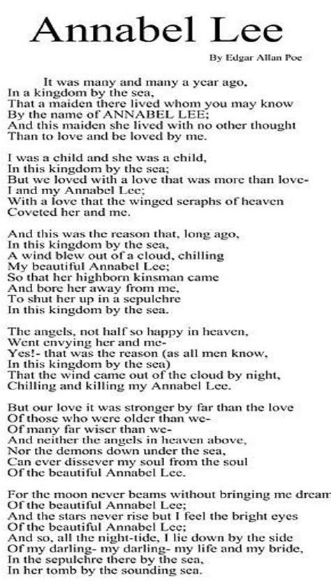 Descubrir 82+ imagen annabel lee poem - Abzlocal.mx