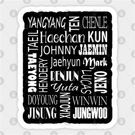 NCT MEMBERS NAMES COLLAGE WHITE - Nct - Sticker | TeePublic