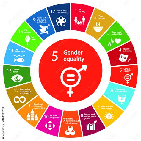 Vetor de Gender Equality Icon - Goal 5 out of 17 Sustainable ...