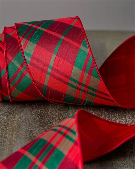 Red, Plaid, & Glitter Christmas Tree Ribbons | Balsam Hill