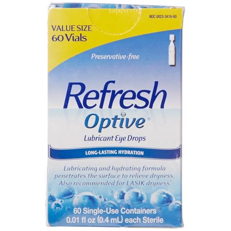 Refresh Optive Lubricant Eye Drops Single-Use Vials 60 Each - Walmart ...