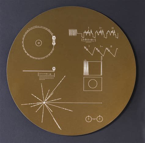 Full size metal replica of NASA Voyager Golden Record cover, laser engraved on aluminium ...