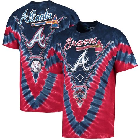 Atlanta Braves Navy/Red V Tie-Dye T-Shirt