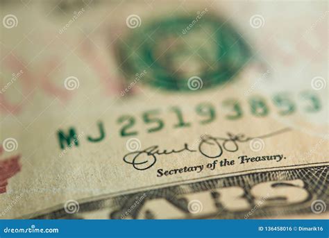 Macro of Signature Secretary of the Treasury Stock Photo - Image of ...