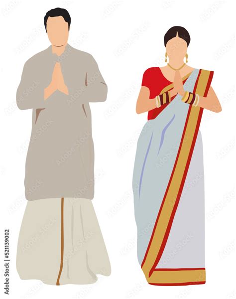 Bengali couple in traditional dress of bengal Stock Vector | Adobe Stock