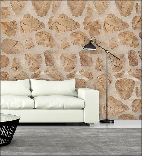 Living Room Ideas With Stone Wallpaper - Living Room : Home Decorating ...