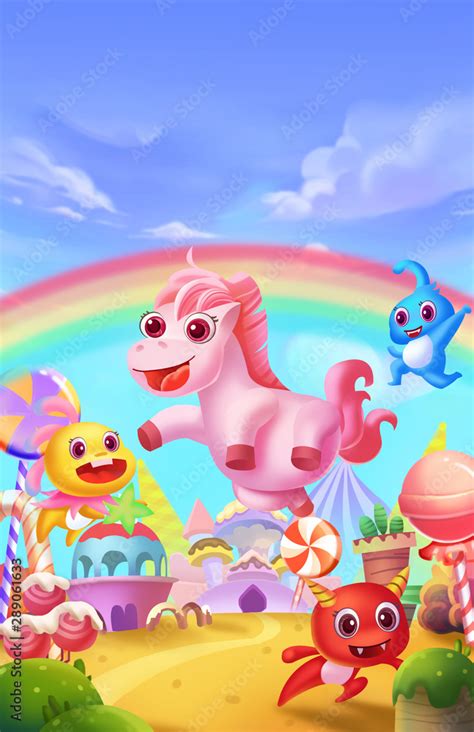 Magical Rainbow Land. Children Imaginary Natural Backdrop. Concept Art. Realistic Illustration ...