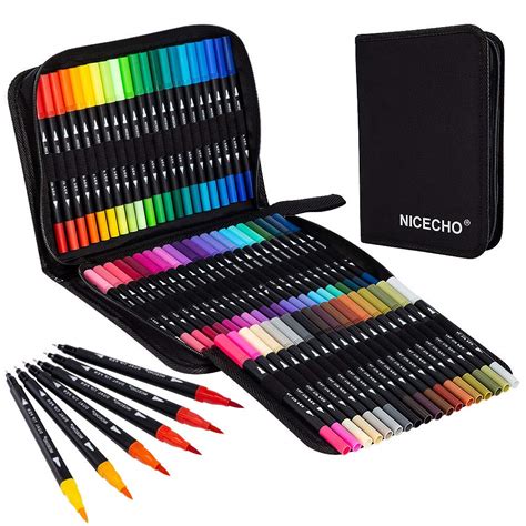 Buy Art Markers Dual Brush Pens for Coloring, 60 Artist Colored Marker ...