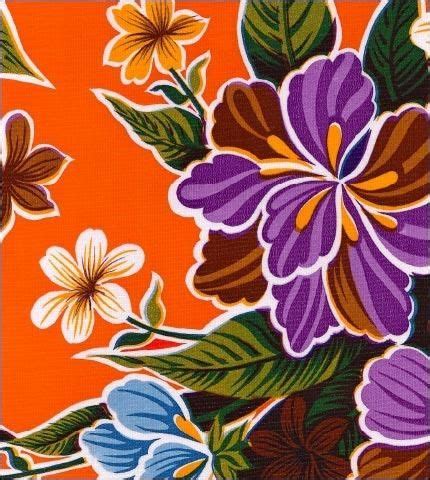 Hawaii Orange Oilcloth Oilcloth Tablecloth, Floral Tablecloth, Tablecloths, Floral Art, Floral ...
