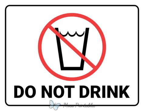 Printable Do Not Drink Sign