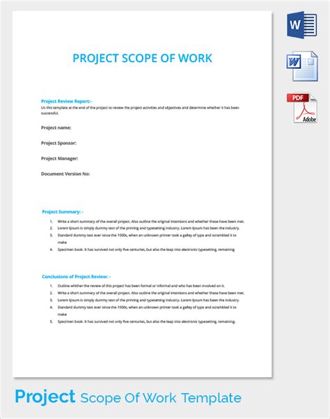 FREE 40+ Sample Scope of Work Templates in PDF | MS Word | Excel