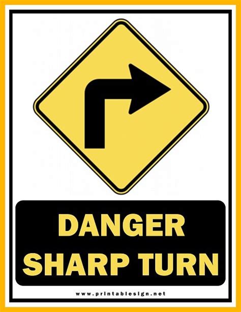 Danger Sharp Turn Sign Format | FREE Download