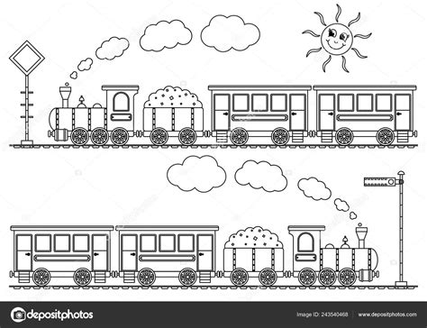 Tren Pasajeros Ilustración Dibujos Animados Con Tema Locomotora Para ...