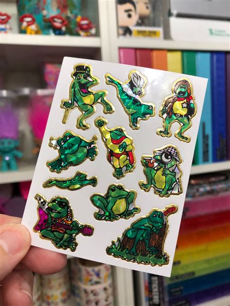 Vintage Frog Toad Stickers Sparkle Prism - Etsy