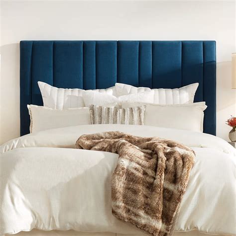 Cadence Channel Tufted Blue Velvet Queen Hanging Headboard - #76P25 ...