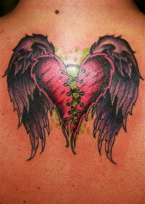 Pin by brandi anderson on tattoos II | Broken heart tattoo, Heart with wings tattoo, Heart tattoo