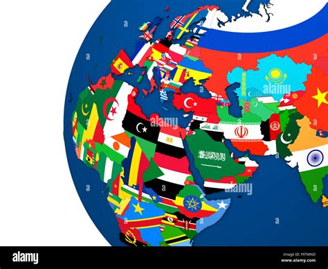 Political map of EMEA region with each country represented by its ...