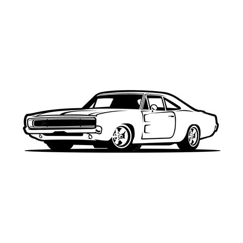 Premium Vector | American classic muscle car silhouette monochrome ...