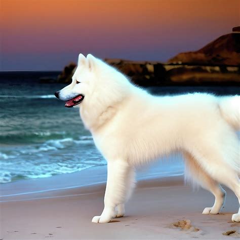 White Samoyed at the Beach Digital Art by Artificial Intelligence ...