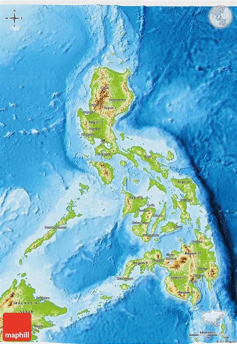 Physical 3D Map of Philippines