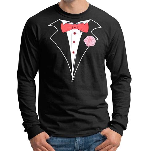 Tuxedo T-shirt Long Sleeve in Black | Shop Men's Black Tuxedo Tees