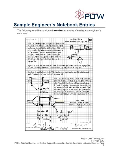 Sample Engineers Notebook Entries | Notebook | Technical Drawing