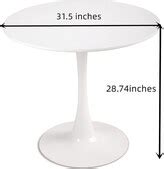 EPOWP Modern Round Table, Round White Kitchen Table with MDF Table Top ...